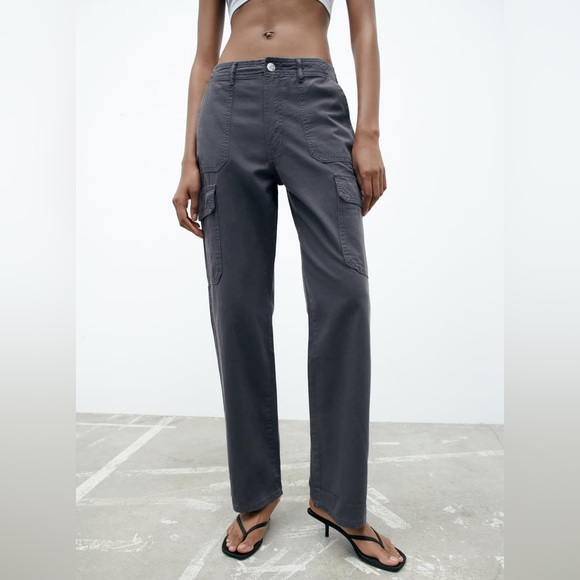 Zara Pants & Jumpsuits Nwt Zara Trf Cargo Straight High Waist Pants